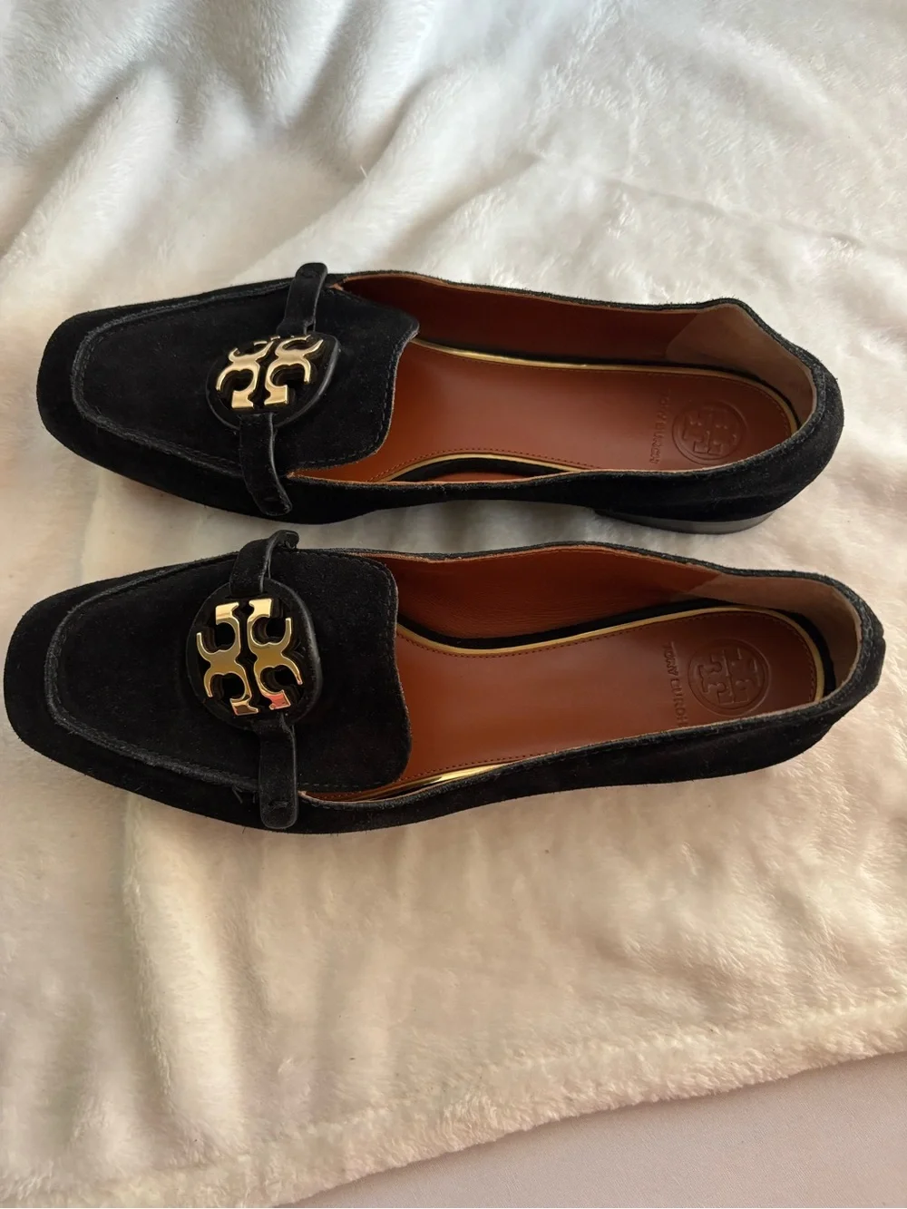 Tory Burch Miller Suede Metal Loafers Size 9.5M Black